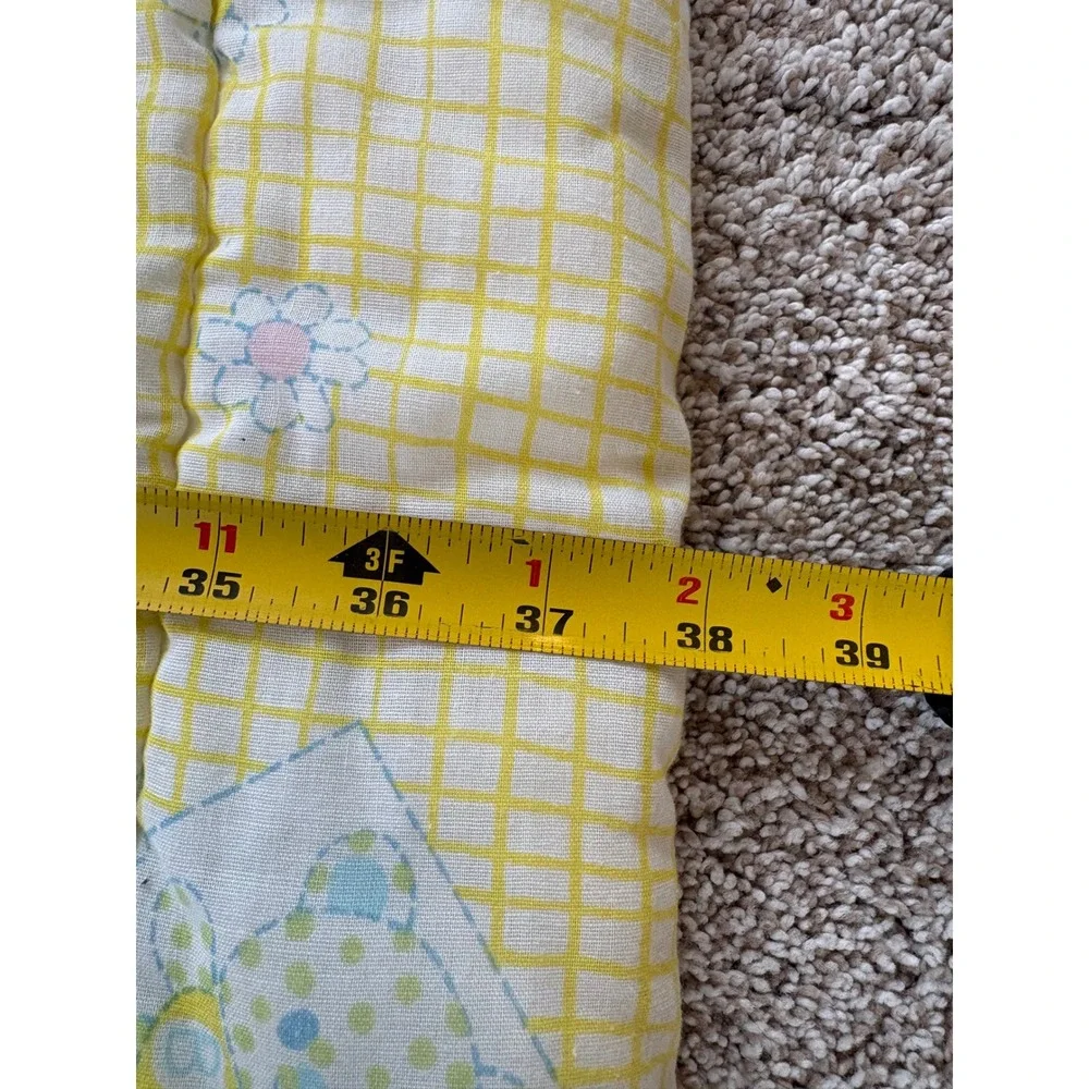 Vintage Yellow Gingham Teddy Bear Baby Quilt Blanket Crib Nursery 38x48‎ Read